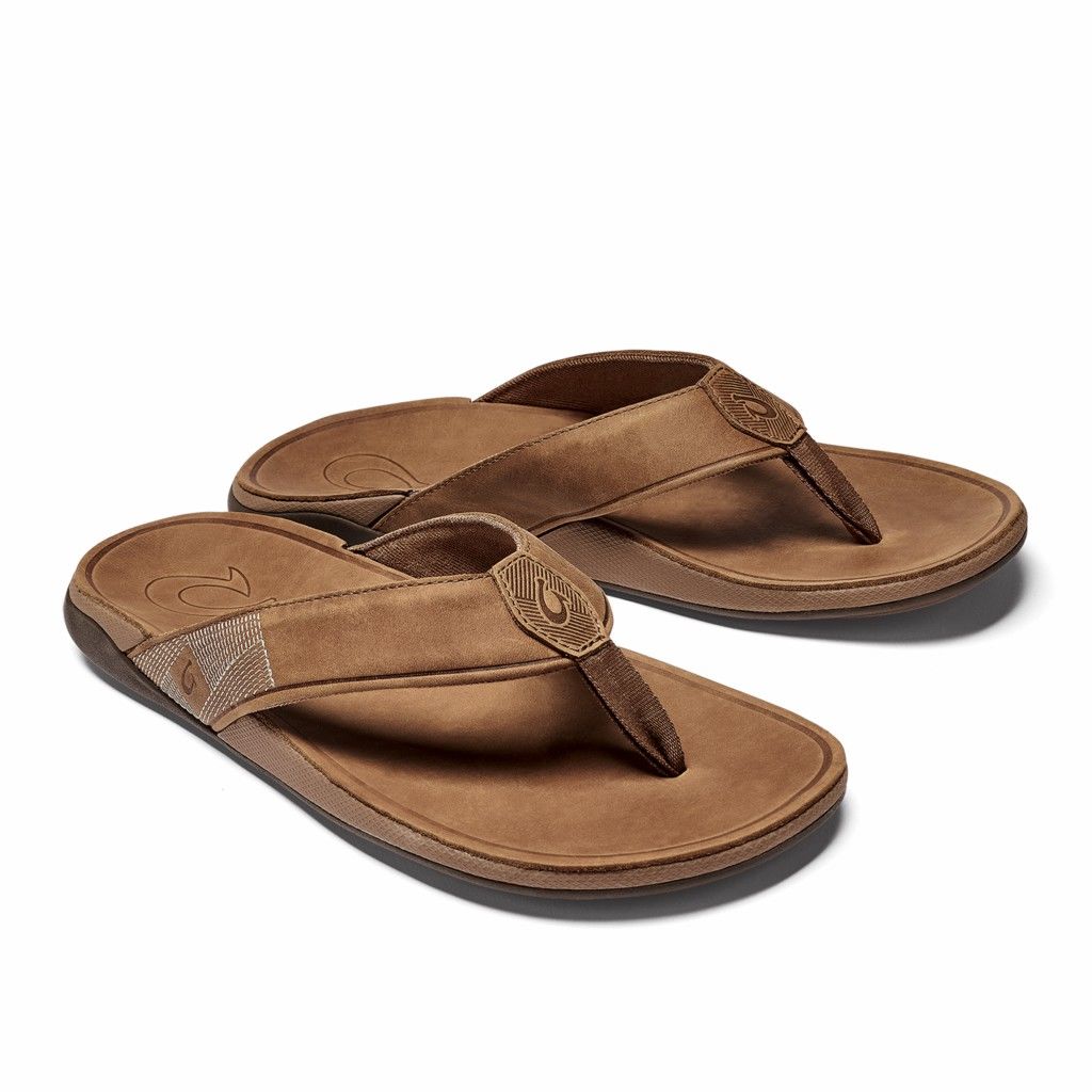 Olukai Men's Tuahine Flip Flop - Toffee US357-294